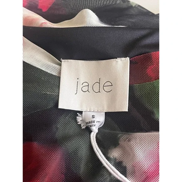 Johnny Was NWT Mesh Midi Romantic Boho Dress Rosa Floral Red Pink Black Small - Picture 9 of 11